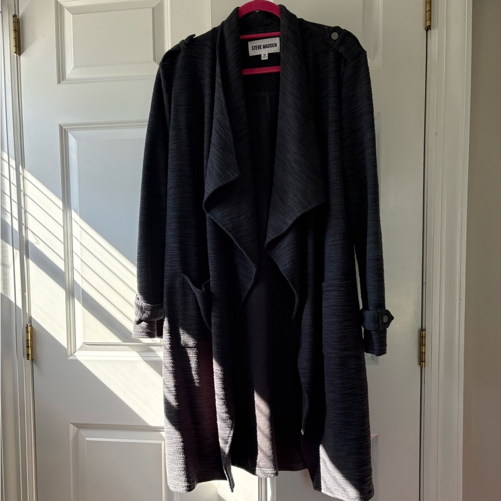 Steve Madden Charcoal and Black cotton Knit Cardigan. Perfect weight for spring!